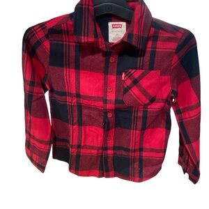 Levi's black red plaid boys flannel shirt